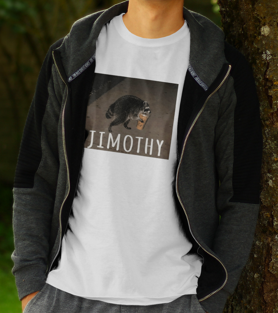Jimothy Raccoon Carrying Iced Coffee Meme Animal Lover T-Shirt