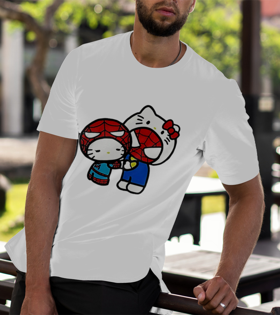 Kitty Hug Spider Man Mask Cute T-Shirt