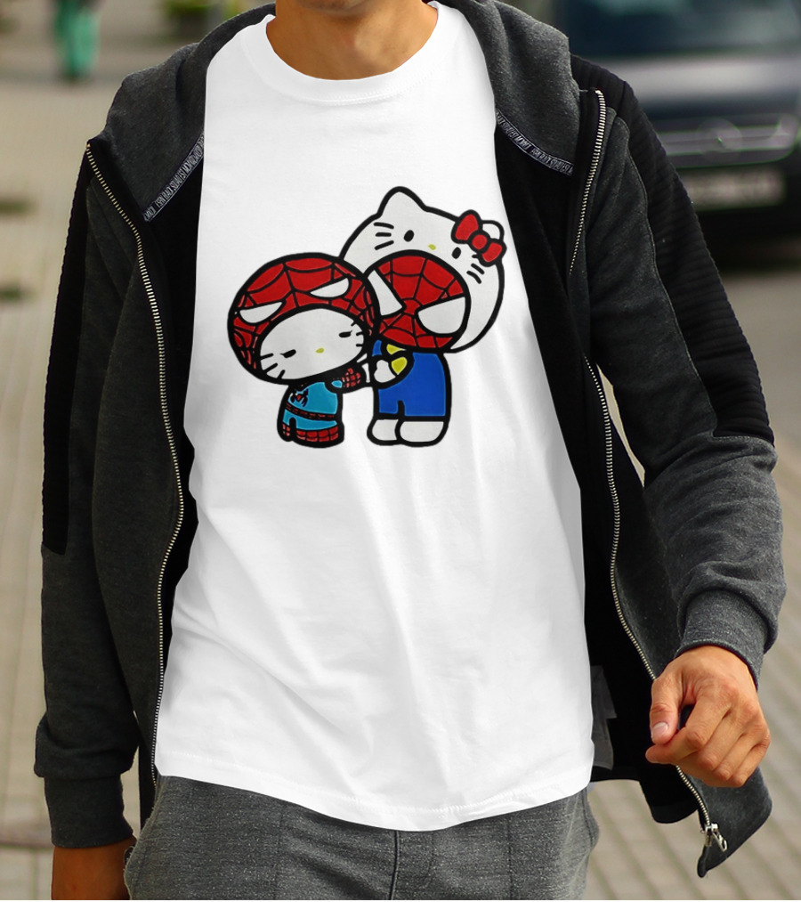 Kitty Hug Spider Man Mask Cute T-Shirt