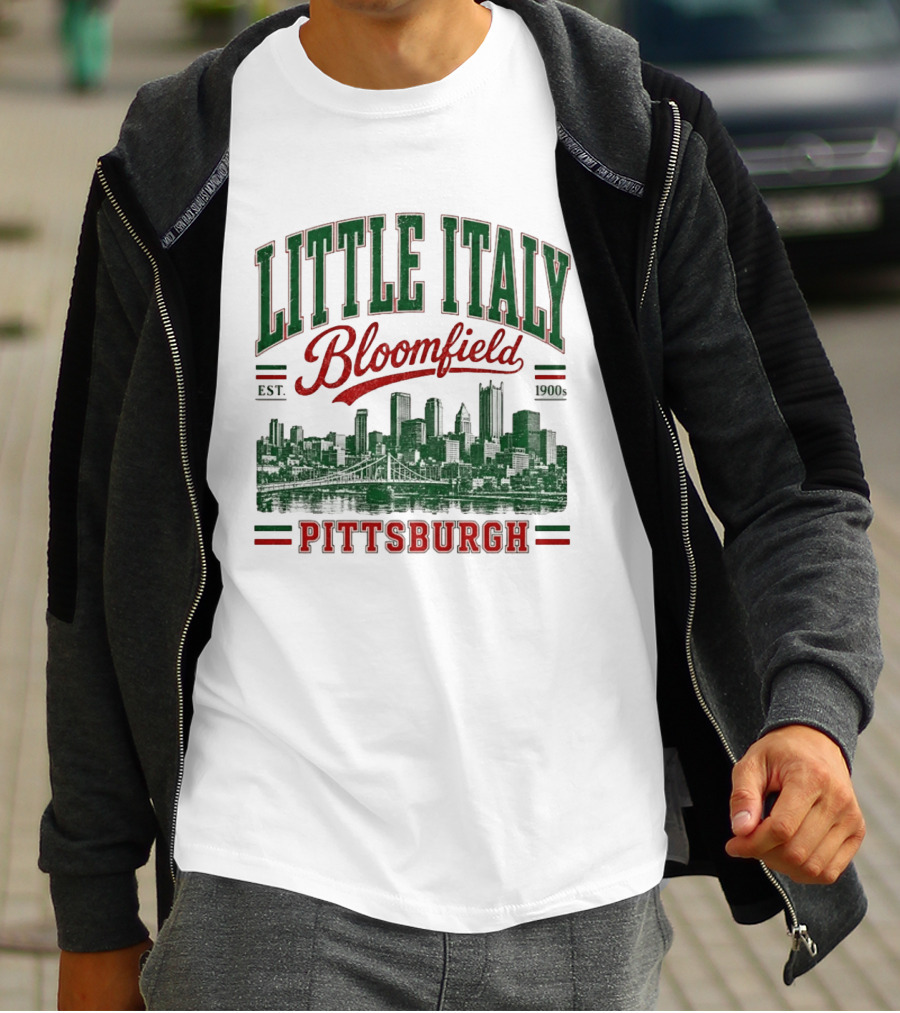Little Italy Bloomfield Pittsburgh Est. 1900s Skyline Heritage T-Shirt