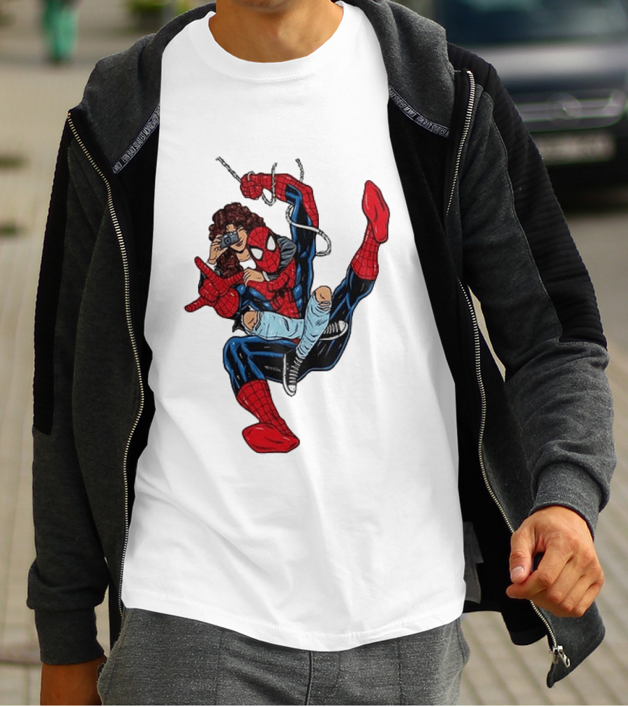 Spider Man The Heart Behind The Hero Photography Pose T-Shirt