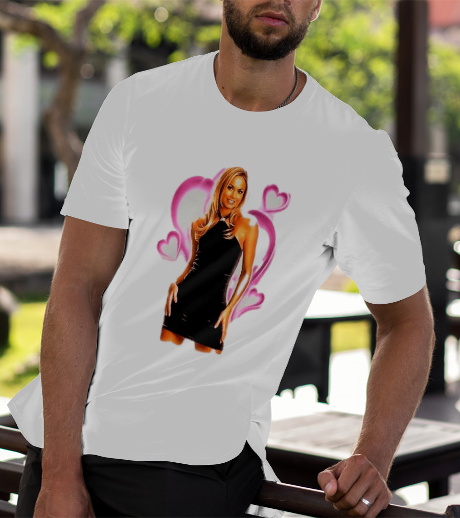 WWE Stacy Keibler Pink Hearts Glamorous Pose T-Shirt