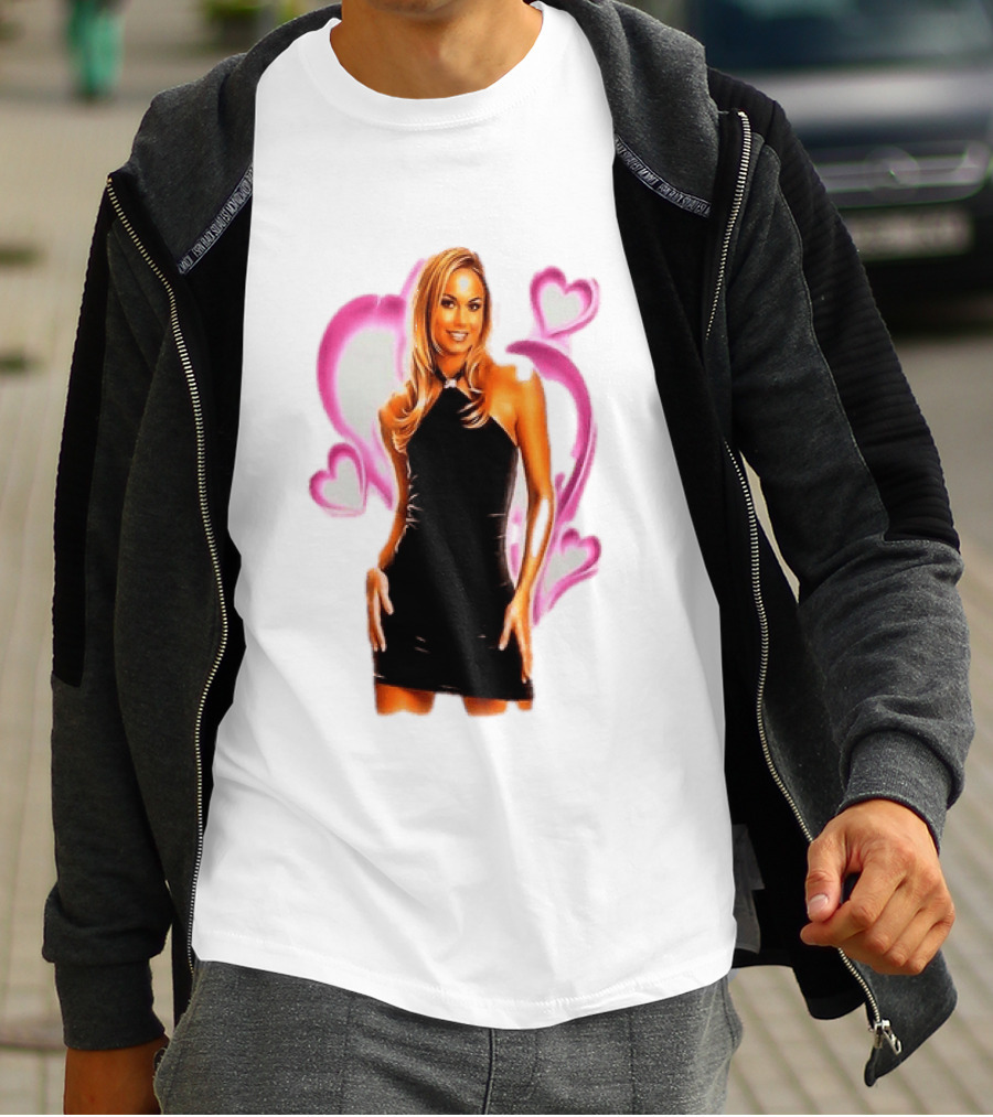 WWE Stacy Keibler Pink Hearts Glamorous Pose T-Shirt