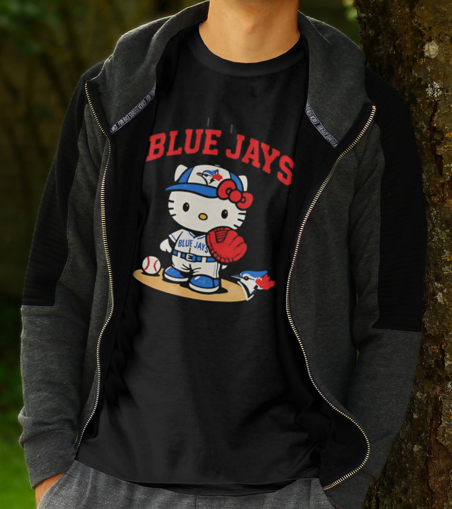 Hello Kitty Toronto Blue Jays Collaboration Baseball Cute Character Merchandise T-Shirt