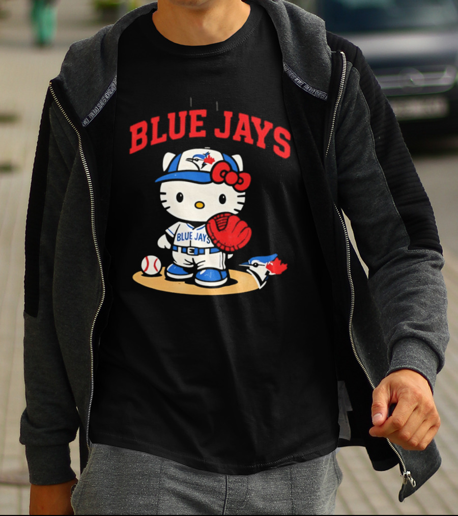 Hello Kitty Toronto Blue Jays Collaboration Baseball Cute Character Merchandise T-Shirt