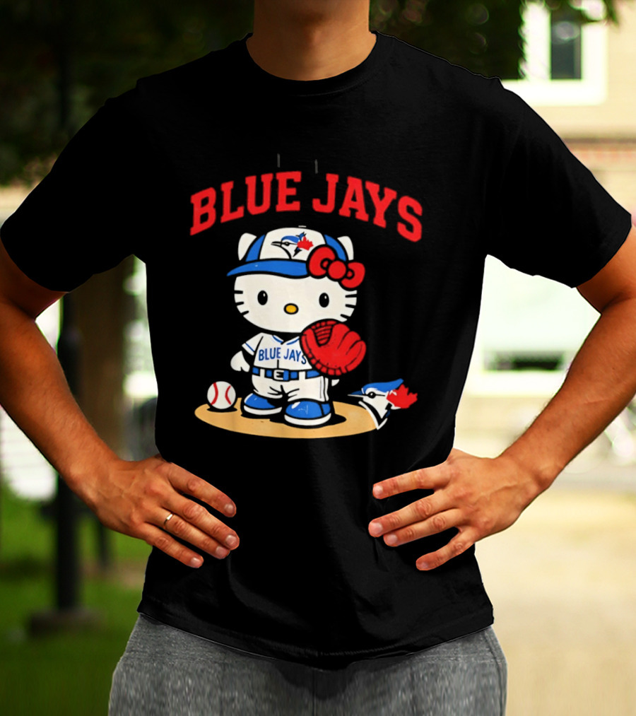 Hello Kitty Toronto Blue Jays Collaboration Baseball Cute Character Merchandise T-Shirt