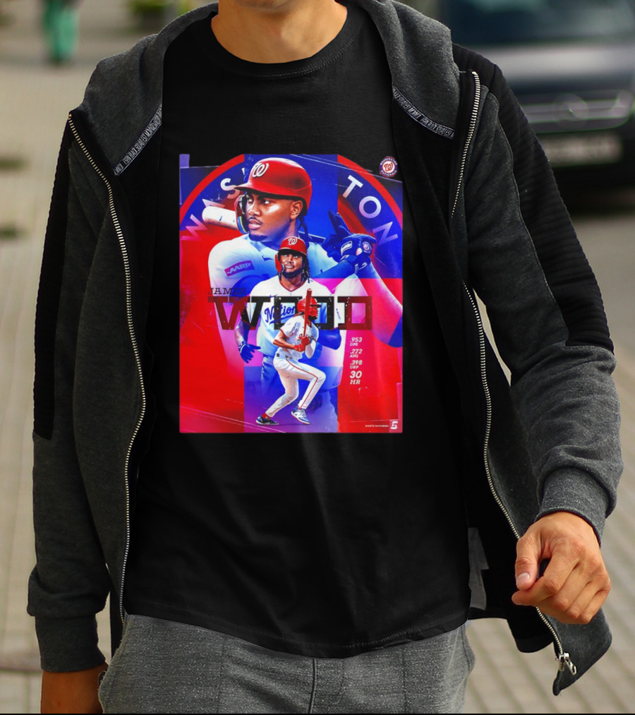 James Wood Washington Nationals .272 AVG .398 OBP 30 HR Collage T-Shirt