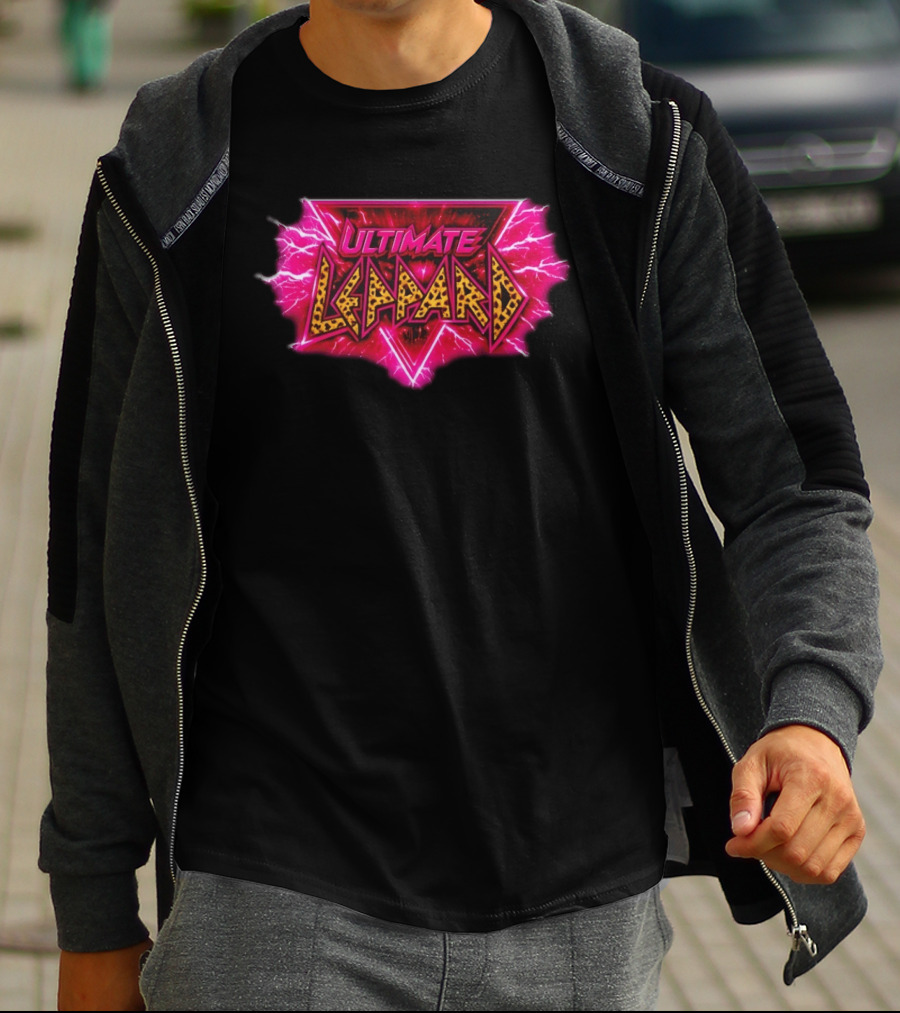 Def Leppard Ultimate Leppard Pink Lightning Leopard Print T-Shirt