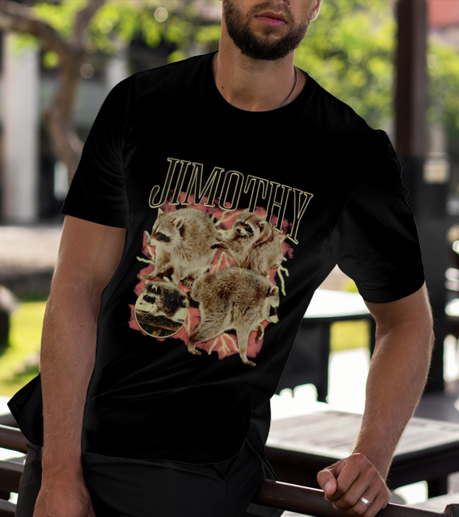 Jimothy Raccoons Retro Wildlife Montage T-Shirt