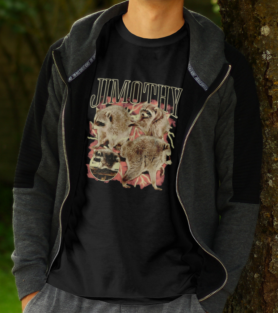 Jimothy Raccoons Retro Wildlife Montage T-Shirt