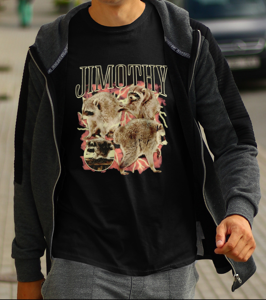 Jimothy Raccoons Retro Wildlife Montage T-Shirt
