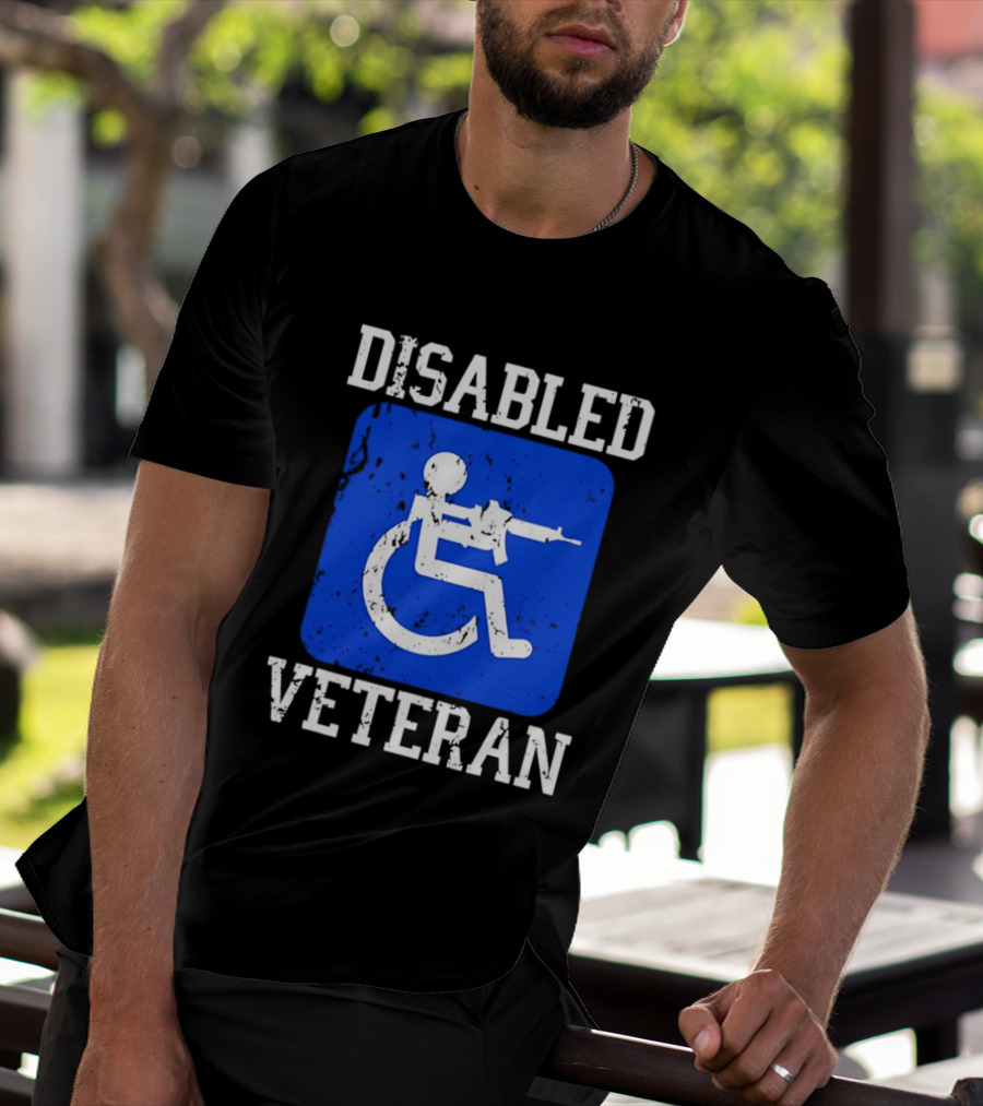 Disabled Veteran Armed Forces Distressed Military T-Shirt
