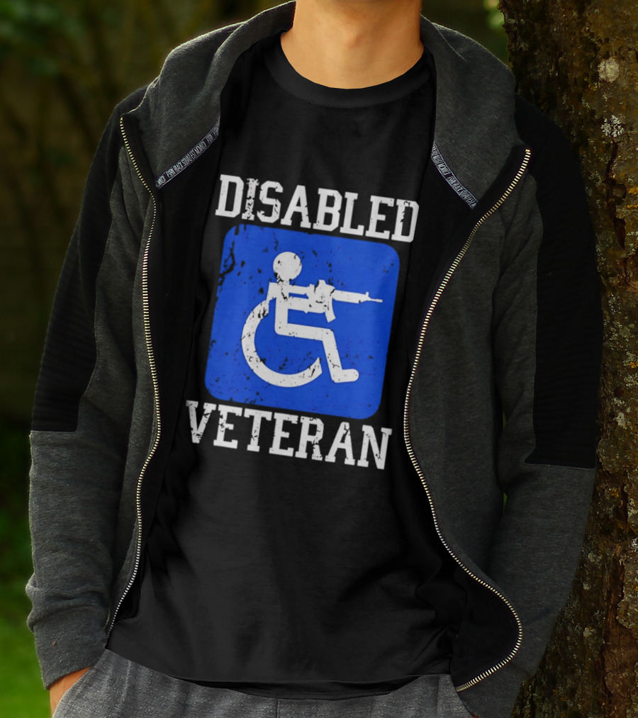 Disabled Veteran Armed Forces Distressed Military T-Shirt