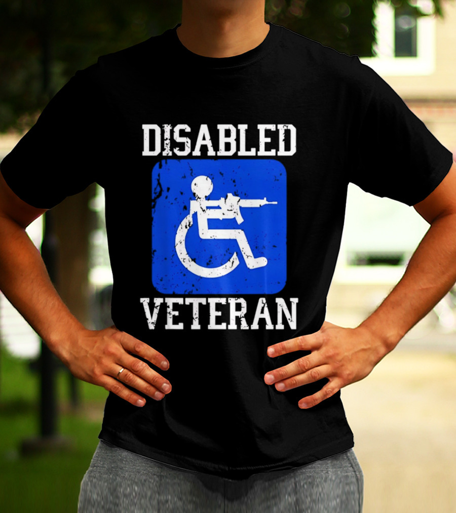 Disabled Veteran Armed Forces Distressed Military T-Shirt