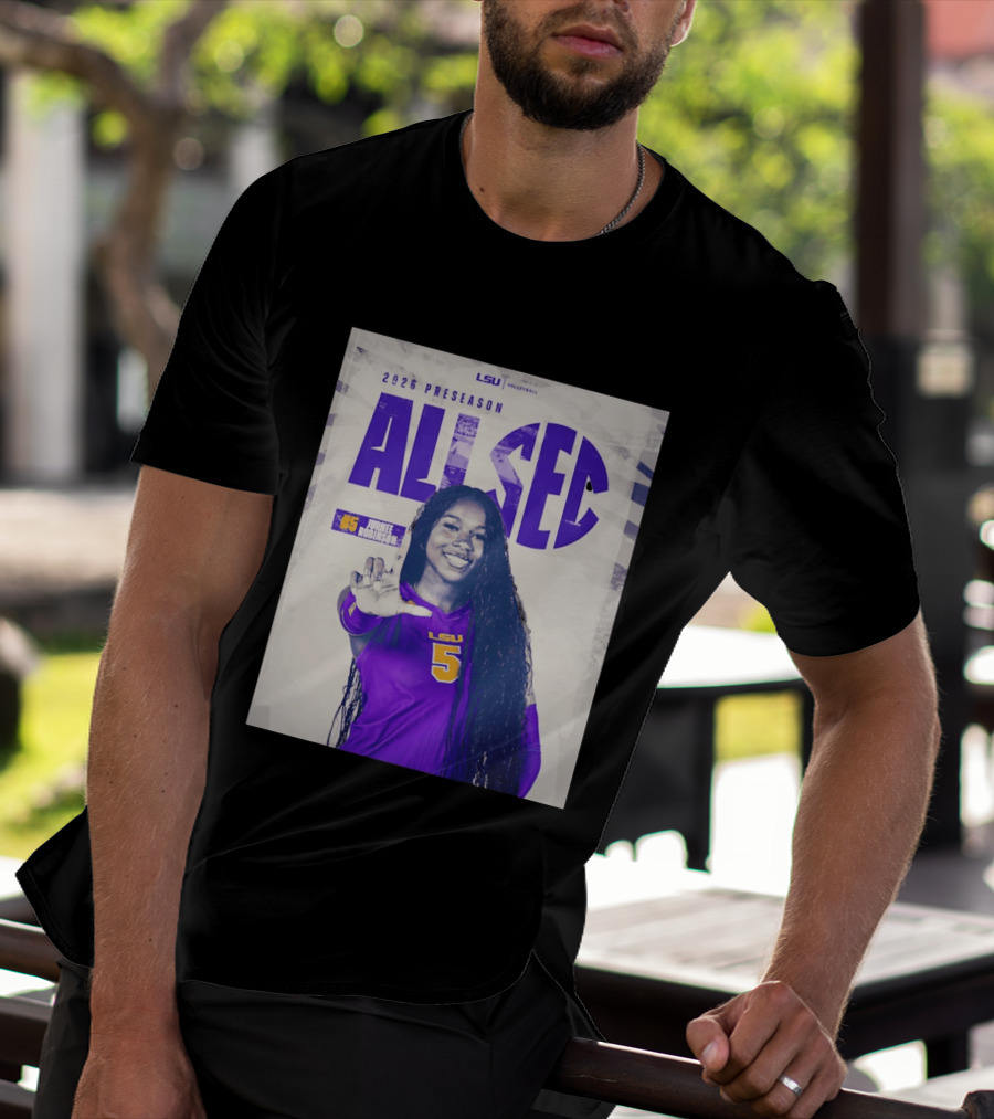 2026 Preseason All SEC Jurnee Robinson LSU Volleyball No 5 T-Shirt
