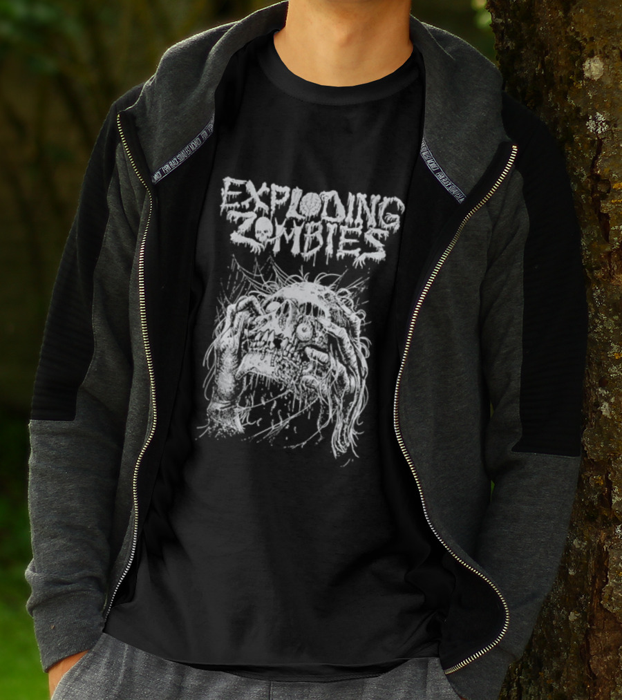 Exploding Zombies Horror Dripping Text Grunge Monster T-Shirt