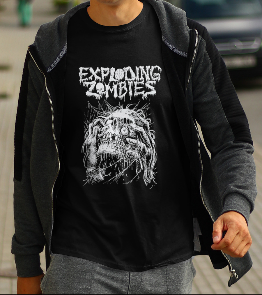 Exploding Zombies Horror Dripping Text Grunge Monster T-Shirt