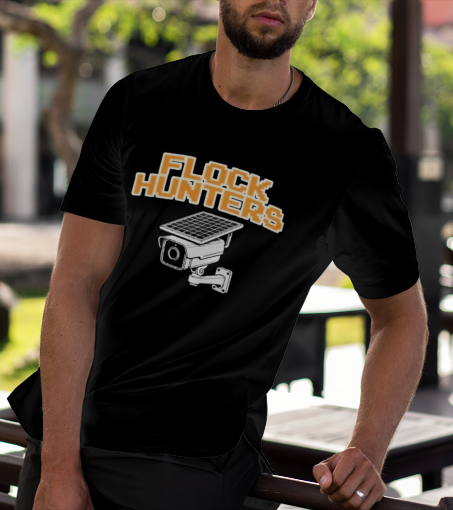 Flock Hunters Drinkin Bros Surveillance Camera Solar Panel T-Shirt