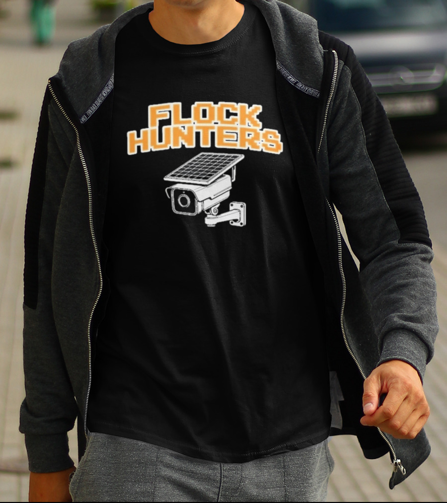 Flock Hunters Drinkin Bros Surveillance Camera Solar Panel T-Shirt