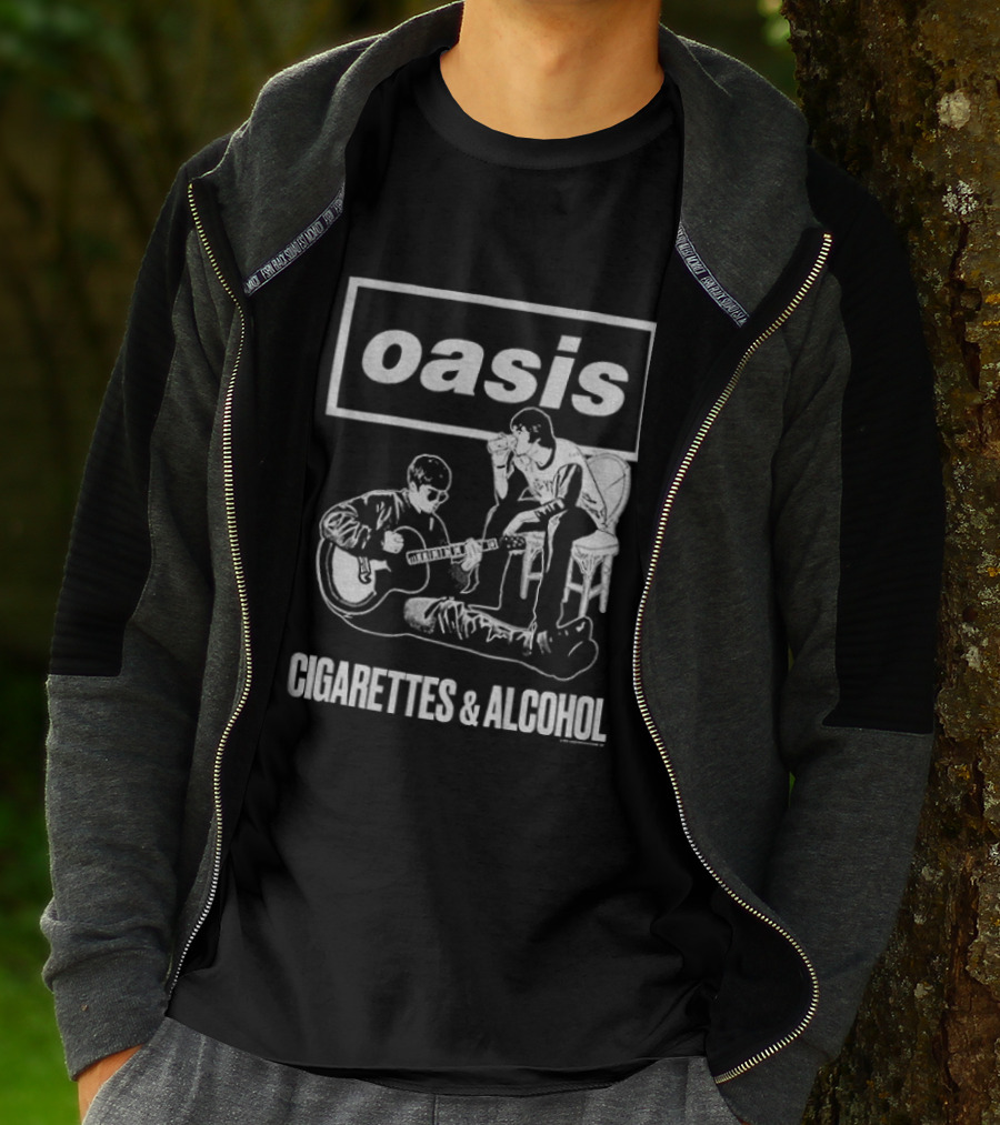 Oasis Noel And Liam Gallagher Cigarettes And Alcohol Mono T-Shirt