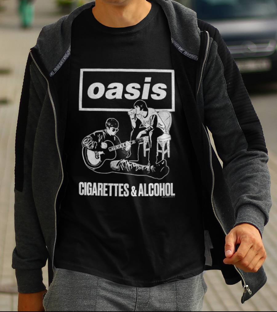 Oasis Noel And Liam Gallagher Cigarettes And Alcohol Mono T-Shirt