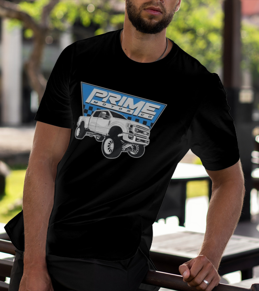 Prime Motor Co Lifted Truck Checkered Triangle T-Shirt