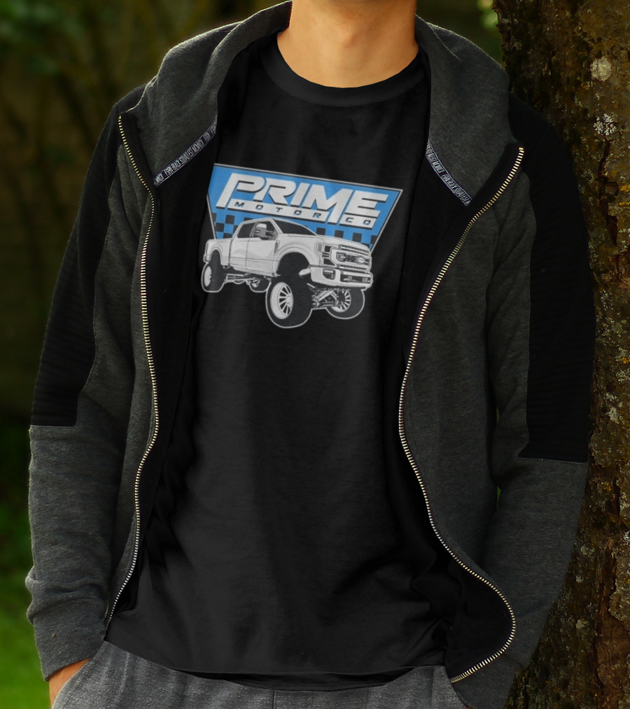 Prime Motor Co Lifted Truck Checkered Triangle T-Shirt