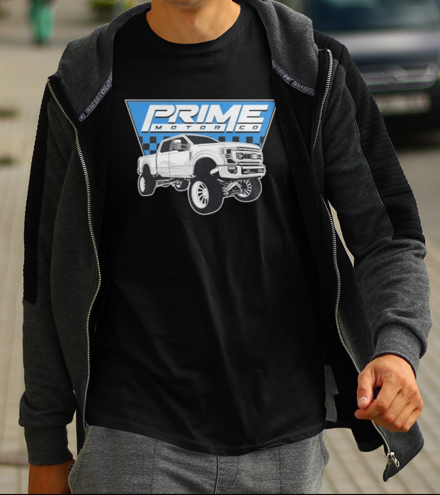 Prime Motor Co Lifted Truck Checkered Triangle T-Shirt