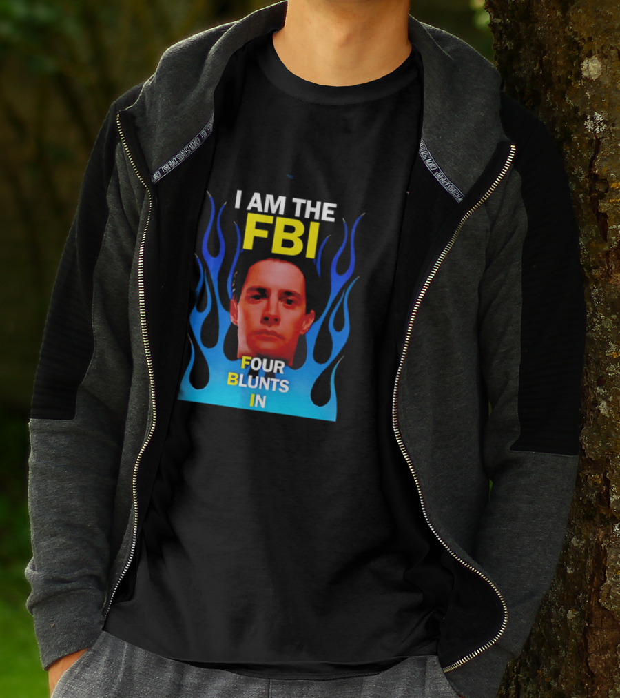 I Am The FBI Four Blunts In Special Agent Dale Cooper Blue Flame T-Shirt