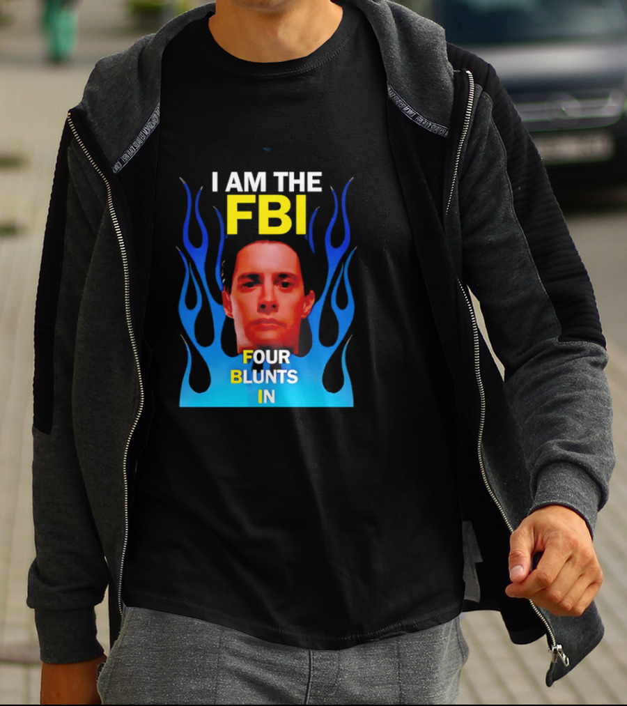 I Am The FBI Four Blunts In Special Agent Dale Cooper Blue Flame T-Shirt