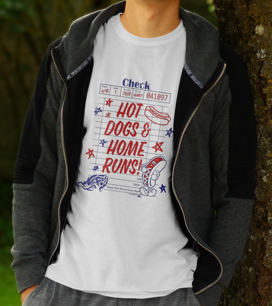 Akron RubberDucks Hot Dogs & Home Runs Restaurant Check T-Shirt