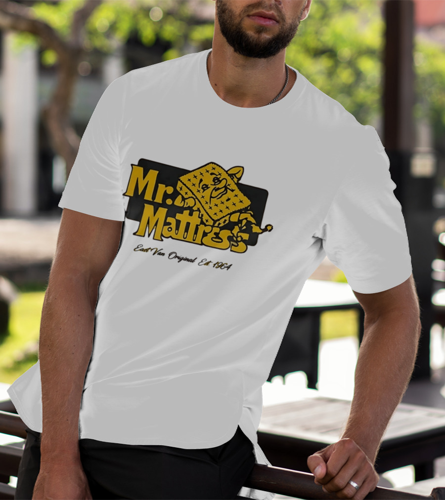 Mr Mattress East Van Original Est 1971 Flippable GOLD T-Shirt