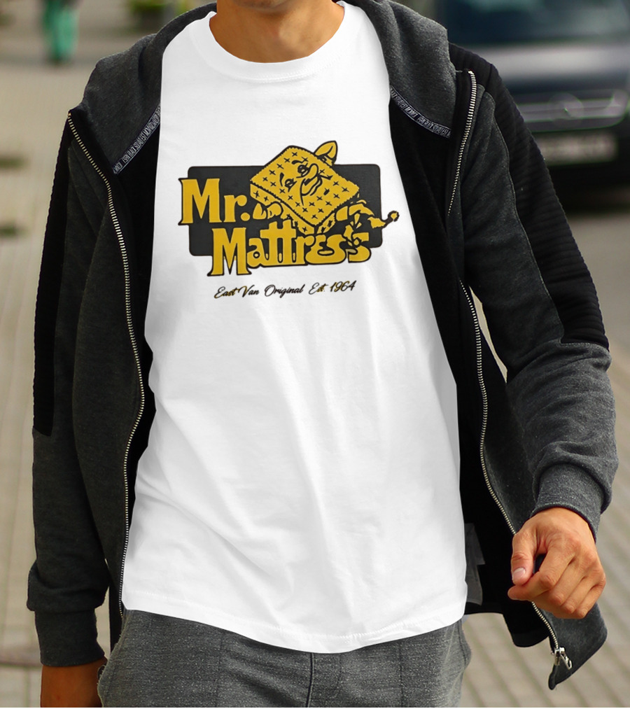 Mr Mattress East Van Original Est 1971 Flippable GOLD T-Shirt