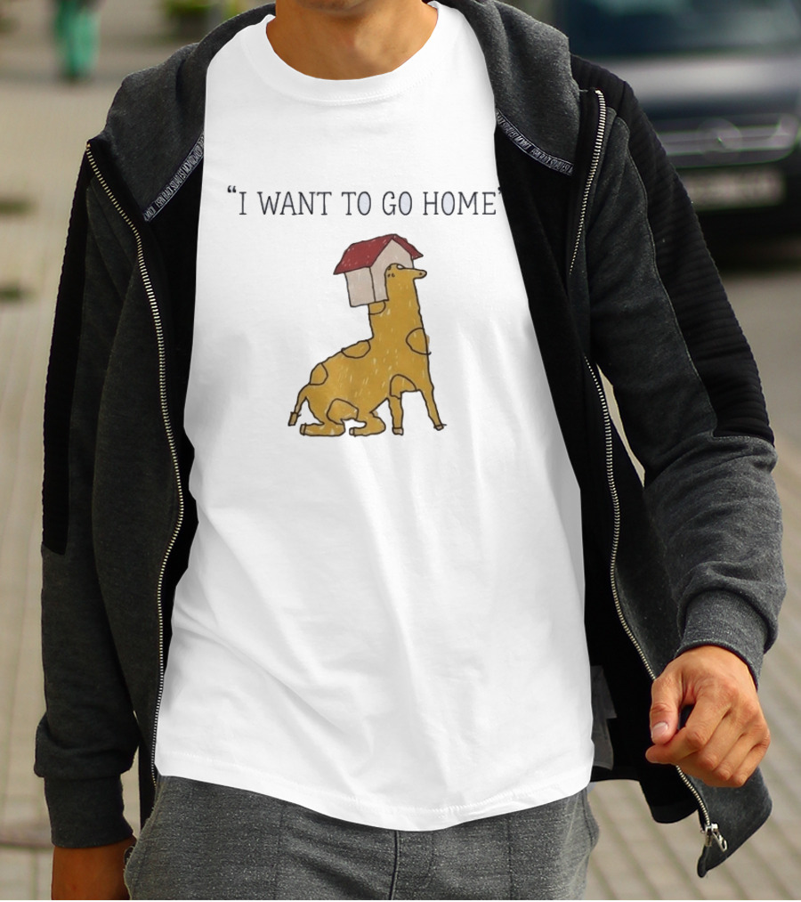I Want To Go Home Giraffe With House On Head T-Shirt
