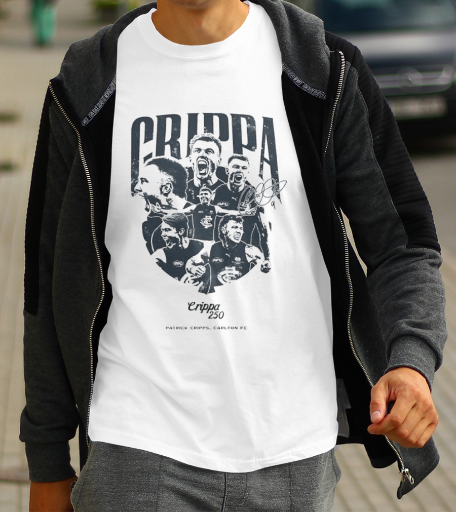 Crippa 250 Patrick Cripps Carlton FC Celebratory Milestone T-Shirt