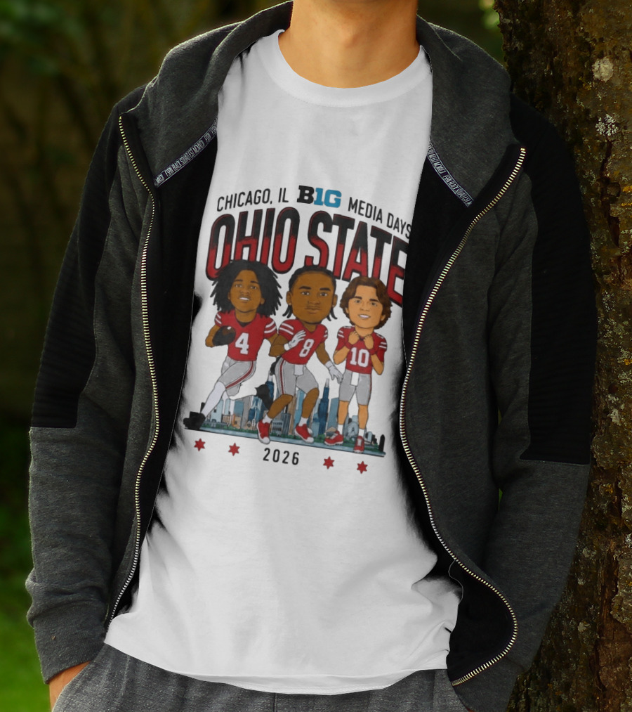Ohio State Buckeyes Chicago IL B1G Media Days 2026 Caricatures T-Shirt