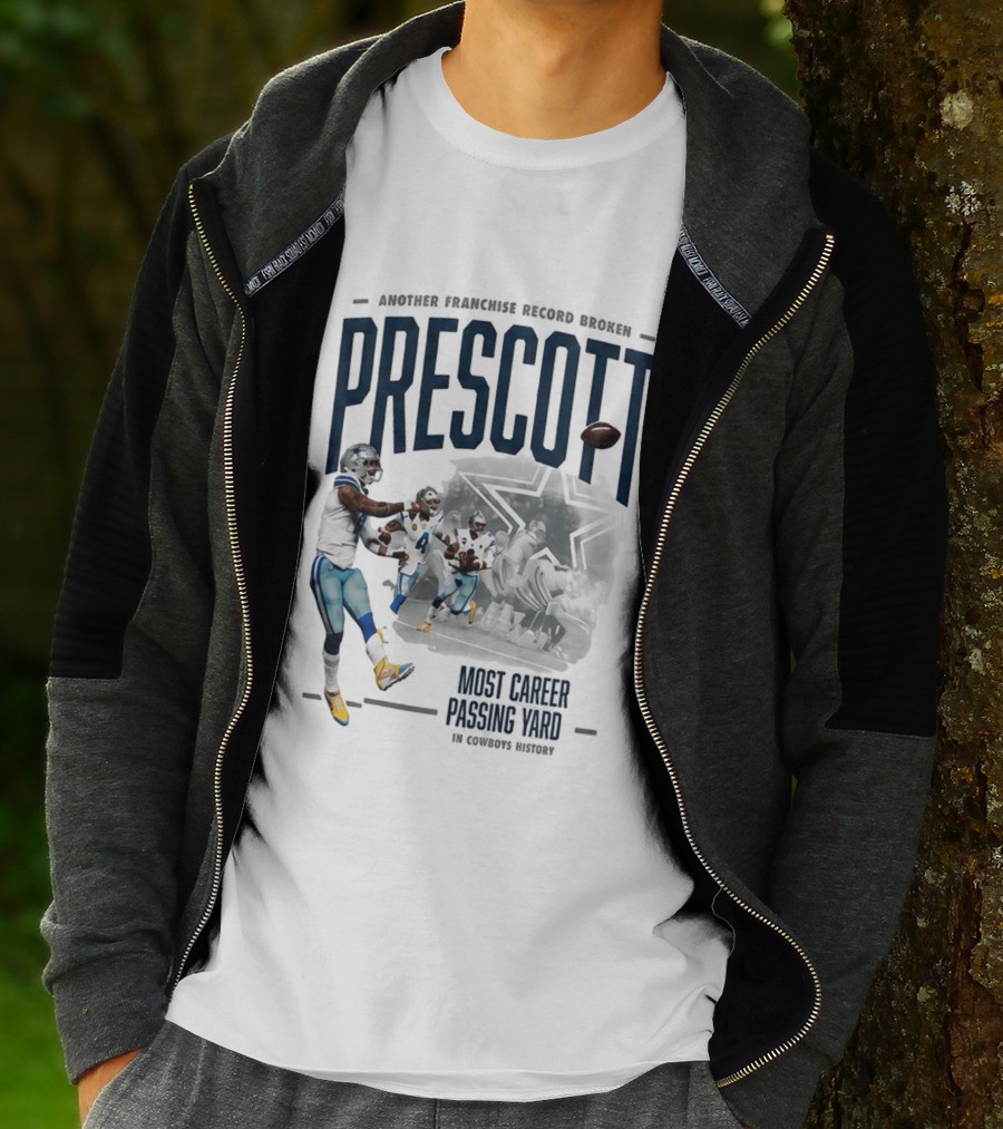 Prescott Another Franchise Record Broken Most Career Passing Yard In Cowboys History T-Shirt