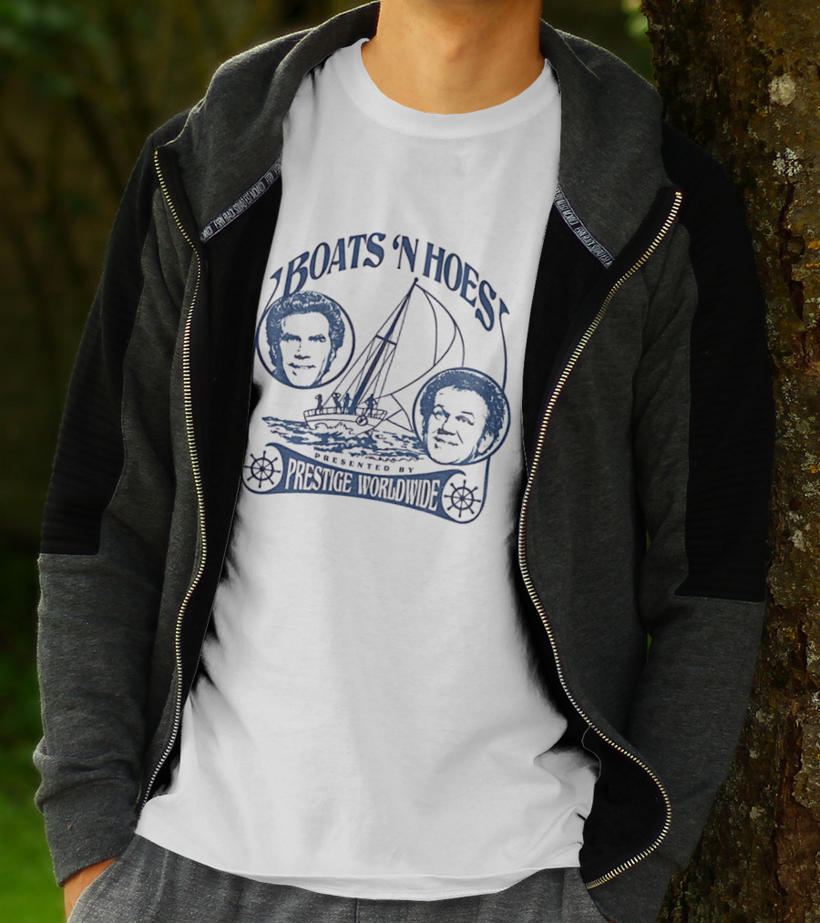 Boats 'N Hoes Presented By Prestige Worldwide Step Brothers Faces Sailboat T-Shirt