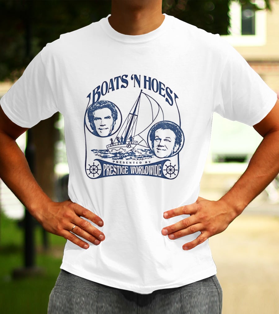 Boats 'N Hoes Presented By Prestige Worldwide Step Brothers Faces Sailboat T-Shirt