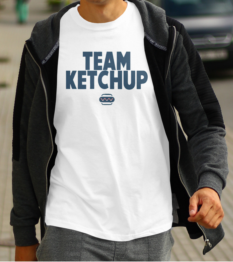 Team Ketchup Hot Dog Wavy Line T-Shirt