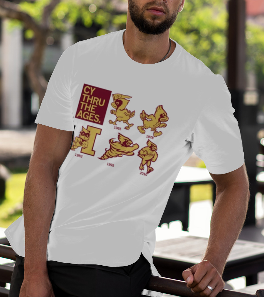 Iowa State Cyclones CY Thru The Ages Mascot Evolution Logos 1954 1972 1995 2008 T-Shirt
