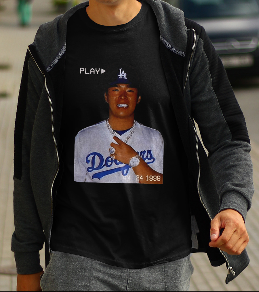 90s Yoshinobu Yamamoto Bootleg Rap Dodgers LA Jan 24 1998 T-Shirt