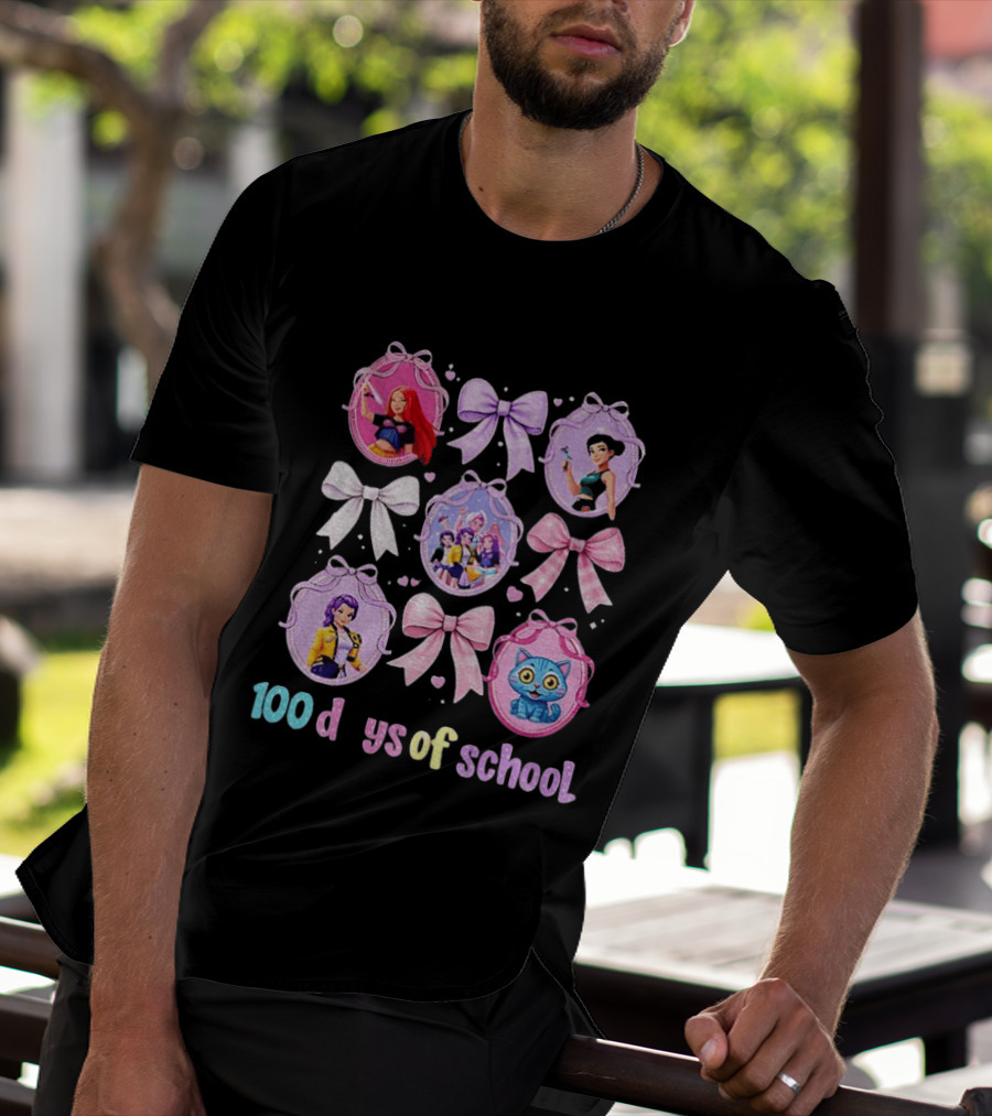 100 Days Of School Girls Bands Hunter Saja Bows And Characters T-Shirt