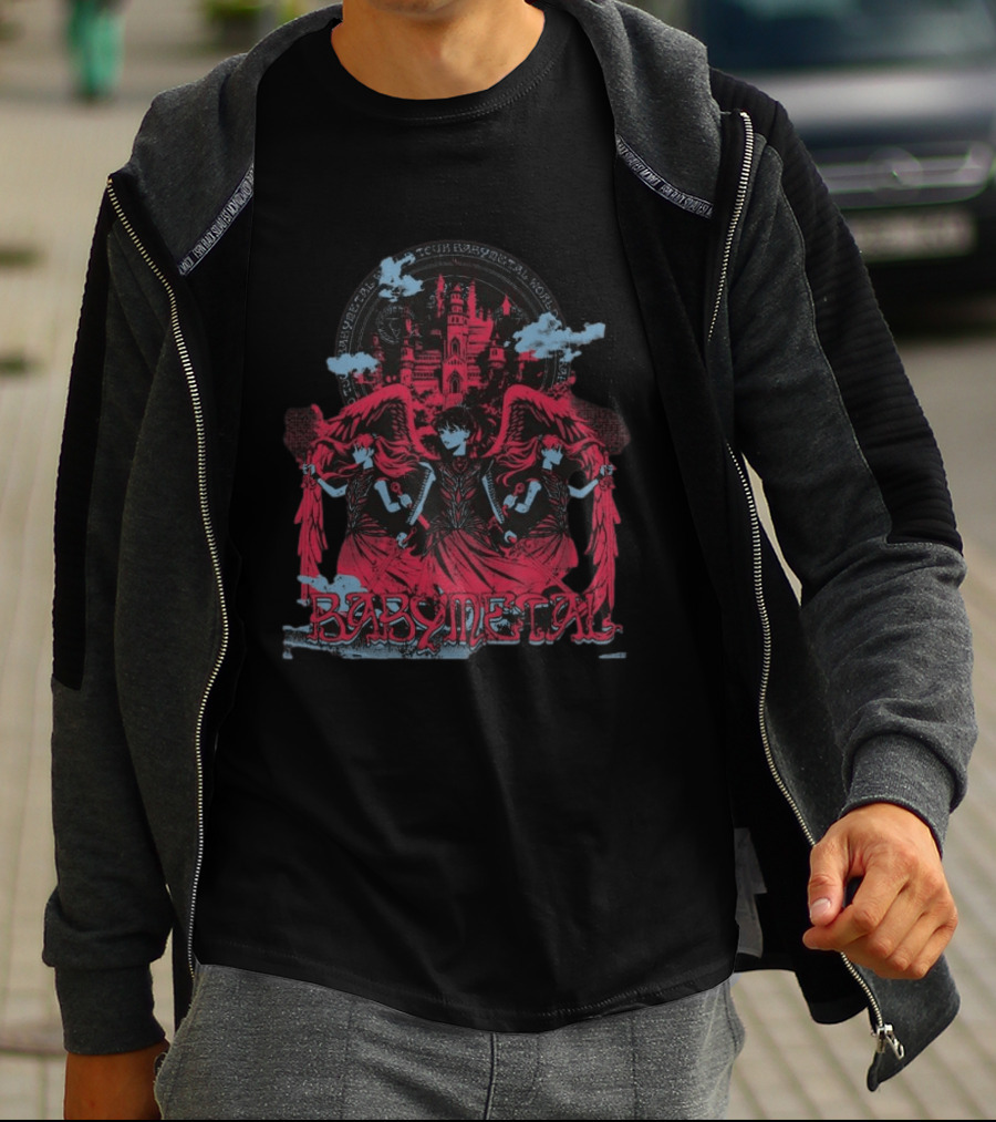 Babymetal Kingslayer Team Babymetal Corps Red Gothic Angels And Castle T-Shirt