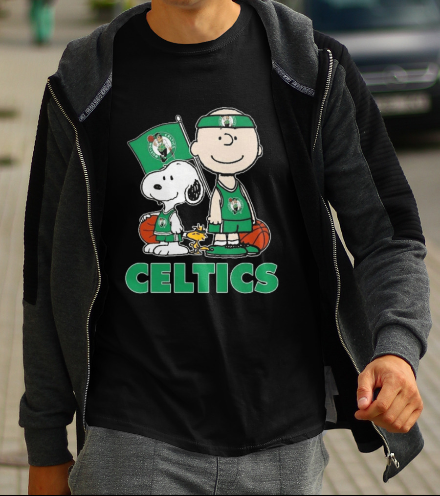 Boston Celtics Snoopy Charlie Brown Peanuts Friends Basketball 2024 T-Shirt