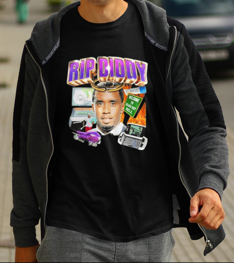 Sam Hyde Rip Diddy Welcome To Black Guy Hell Ciroc Wings 09 Typewriter T-Shirt