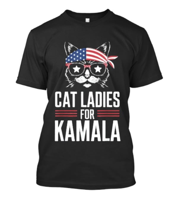 Cat Ladies For Kamala American Flag Cat 2024 President T-Shirt