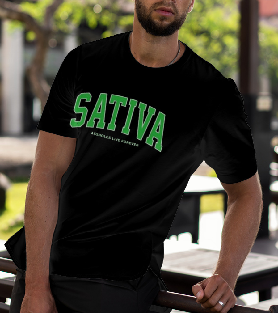 Sativa Assholes Live Forever Bold Arch Lettering T-Shirt