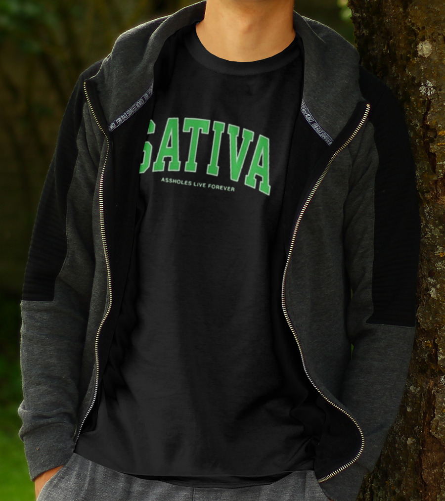 Sativa Assholes Live Forever Bold Arch Lettering T-Shirt
