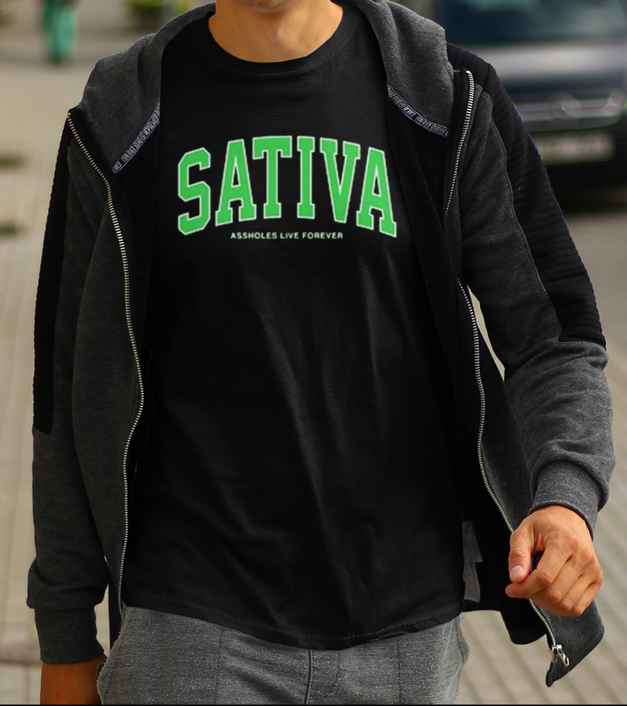 Sativa Assholes Live Forever Bold Arch Lettering T-Shirt